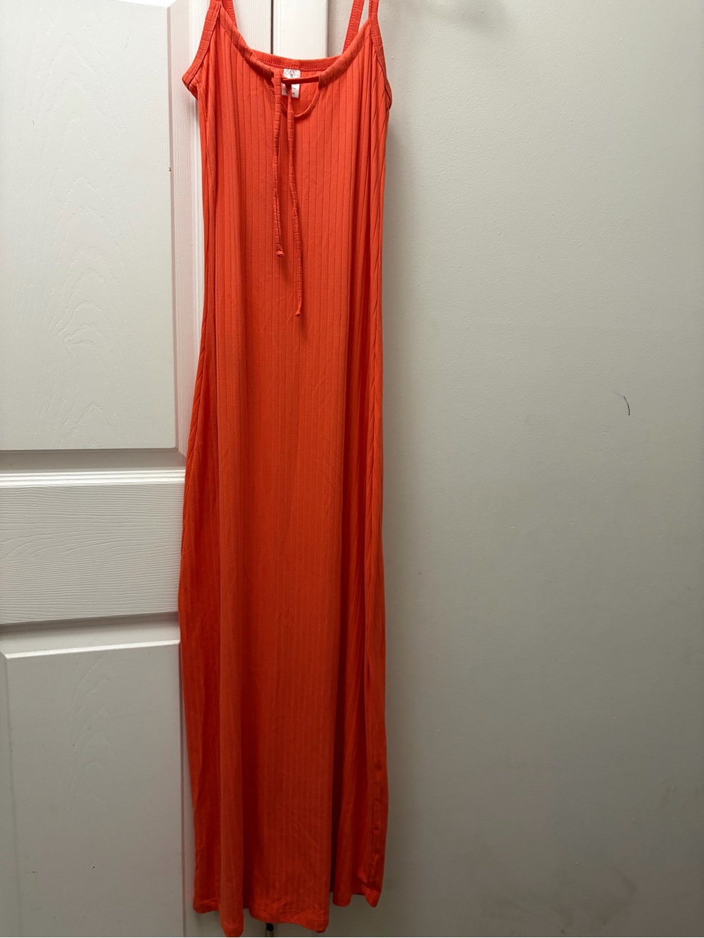 Orange Ribbed Maxi Slip Dress